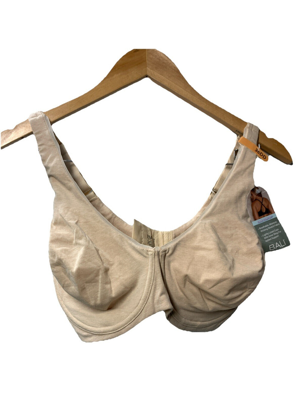 Bali DF8131 Cotton Collection 2-Ply Underwire Bra Lightly Lined Breathable 36DD